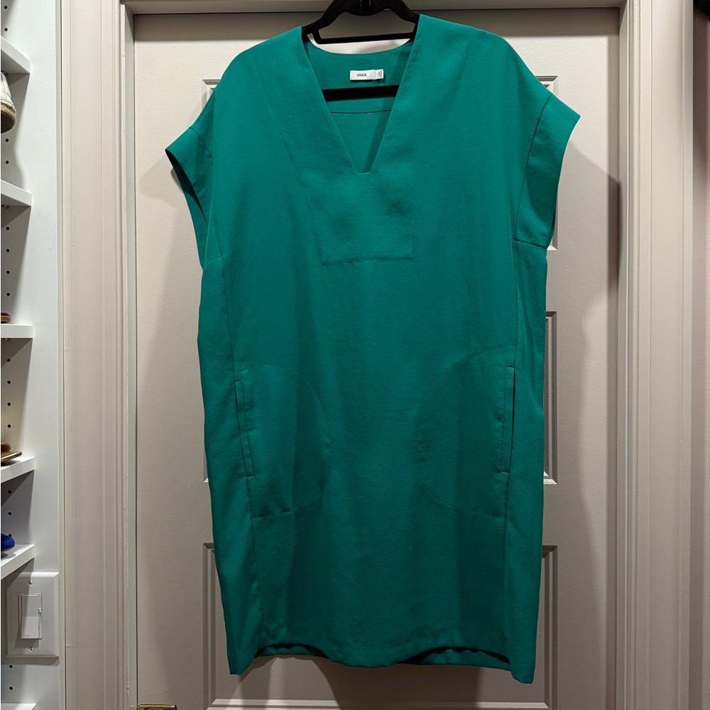 Vince - bright green v neck shift dress